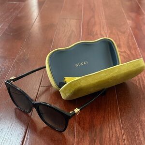 Gucci Black Sunglasses with Gold Details